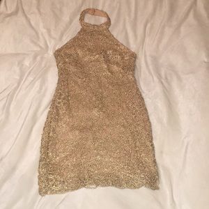 Gold lace formal dress